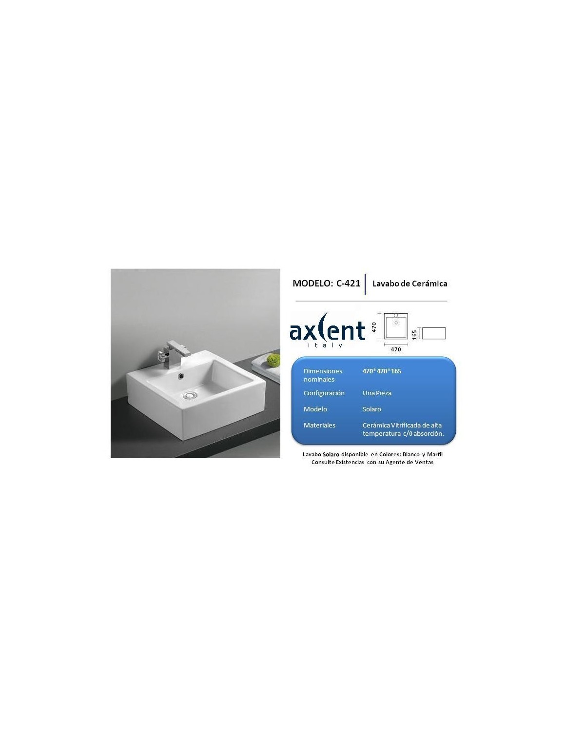 Lavabo Axcent Solaro Ref. C-421