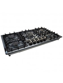 Parrilla de gas empotrable de 5 quemadores de acero inoxidable negro 5Q-EB-87 Marca Supra