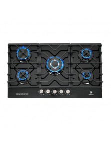 Parrilla de gas empotrable de 5 quemadores de cristal templado negro 5Q-TG-87 Marca Supra