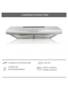 Campana extractora empotrable slim de acero inoxidable CB-50 Supra