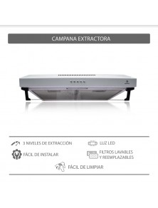 Campana extractora empotrable de acero inoxidable NUBE B-50 Supra