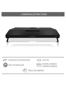 Campana extractora empotrable de acero inoxidable blanco NUBE N-76 Supra