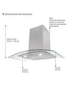 Campana extractora decorativa de pared de acero inoxidable CC-76 Supra