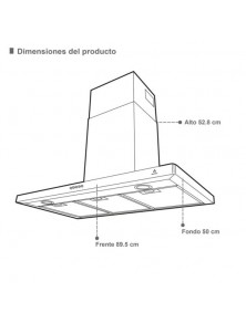 Campana extractora decorativa de pared tipo "T" de acero inoxidable TORINO BLACK Supra